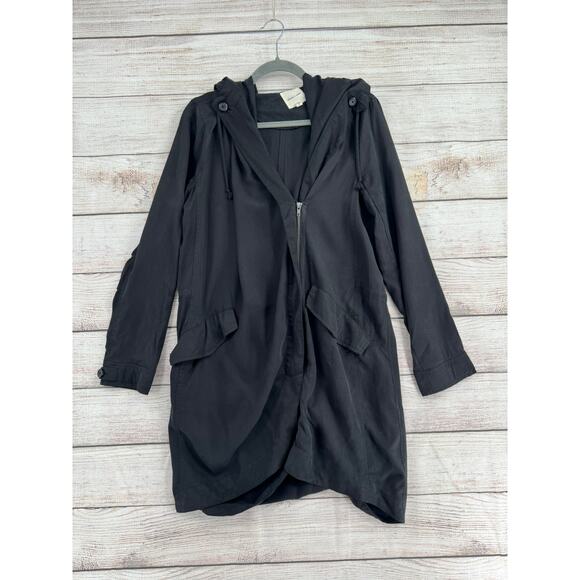 Silence + Noise Convertible Long Jacket Womens Small Black Asymmetrical - Picture 1 of 15